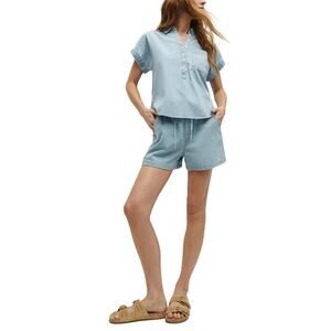 Veronica Beard 'Tijana' Blue Cotton Chambray Short Size S
